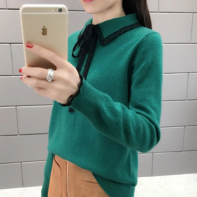 Women's Sweater 2019 New Spring Korean Lace Bow Knit Warm Pullover Shirt sweater Female Fashion Wild Solid Color Shirt Tops Q80
Women's Sweater 2019 New Spring Korean Lace Bow Knit Warm Pullover Shirt sweater Female Fashion Wild Solid Color Shirt Tops Q80