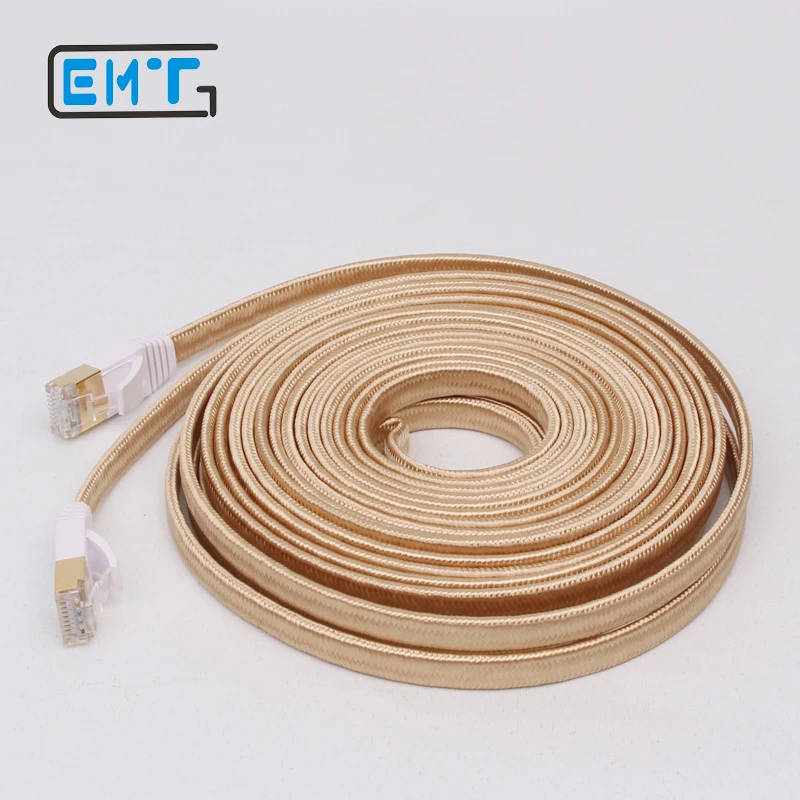 Cat 7 RJ45 Ethernet экранированный кабель Чистая медь Золотой Плетеный LAN сетевой Кабель