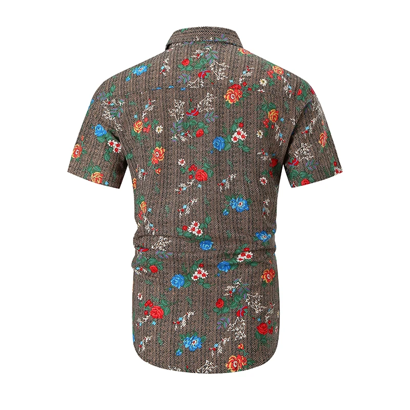 2019 Summer Men's Casual Shirts Cotton Polyester Print Floral Turn-down Short Sleeved Slim Khaki Gray Fashion Male Dress Shirts
2019 Summer Men's Casual Shirts Cotton Polyester Print Floral Turn-down Short Sleeved Slim Khaki Gray Fashion Male Dress Shirts