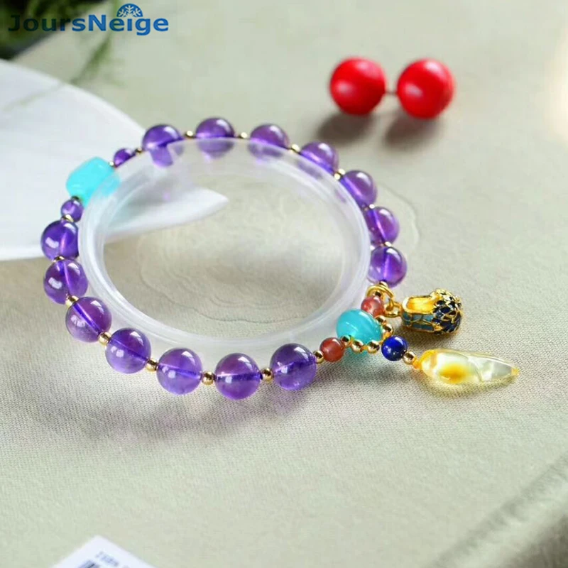 Wholesale JoursNeige Purple Natural Crystal Bracelets 8mm beads Leaf Wishful Shoes Pendant Lucky for Women Bracelet Jewelry
Wholesale JoursNeige Purple Natural Crystal Bracelets 8mm beads Leaf Wishful Shoes Pendant Lucky for Women Bracelet Jewelry