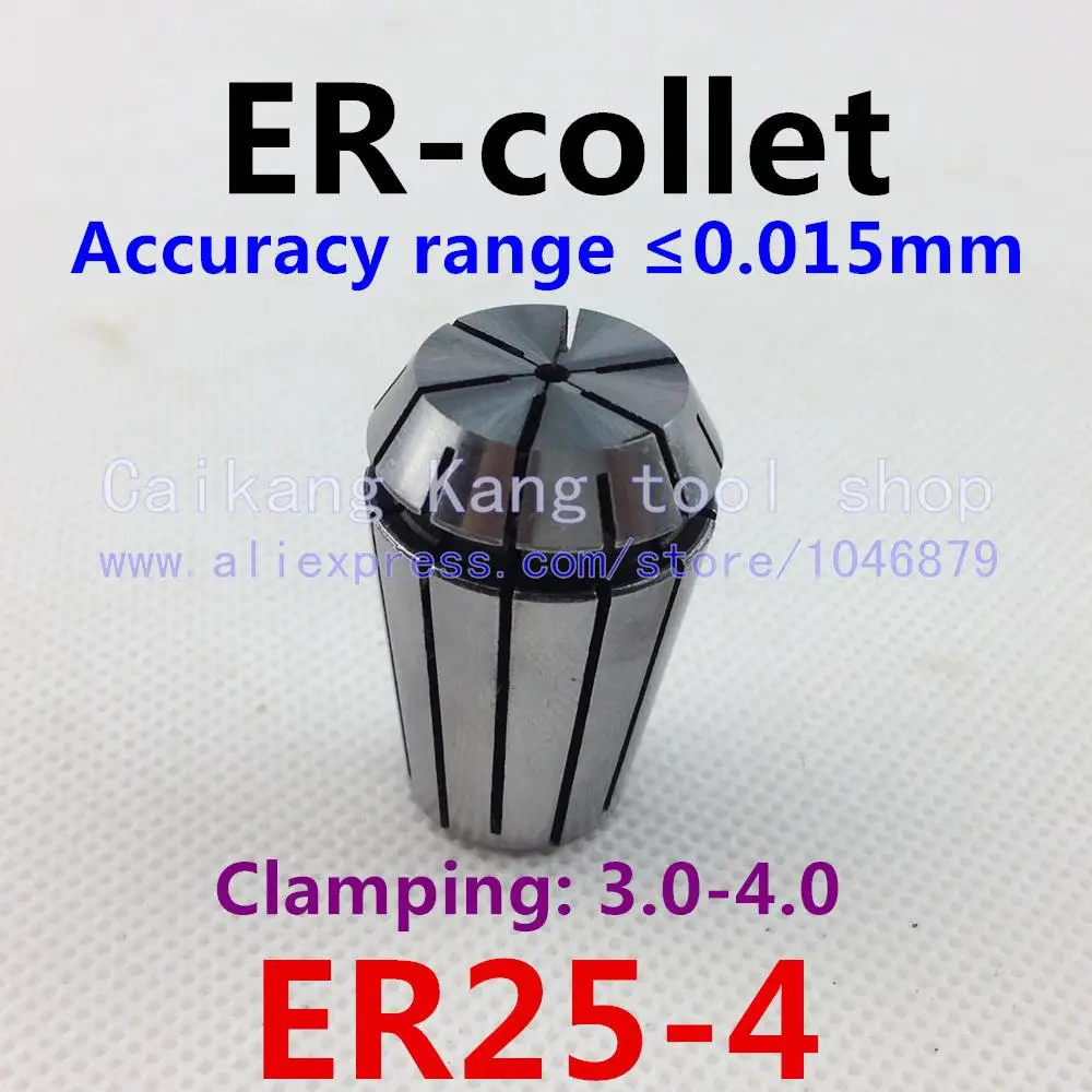 ER25-4 . ER collet. Collet. Material: 65 Mn spring steel. Accuracy: 0.015mm. Clamping range: 3.0-4.0mm. Specifications: ER25-4
ER25-4 . ER collet. Collet. Material: 65 Mn spring steel. Accuracy: 0.015mm. Clamping range: 3.0-4.0mm. Specifications: ER25-4