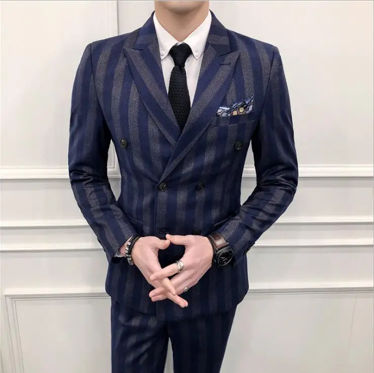 Men Red Blue Striped Suits Sets Male Fashion Casual Slim Fit Blazer + Pant Singer Dancer Stage Groomsman Groom Wedding Clothing
Men Red Blue Striped Suits Sets Male Fashion Casual Slim Fit Blazer + Pant Singer Dancer Stage Groomsman Groom Wedding Clothing