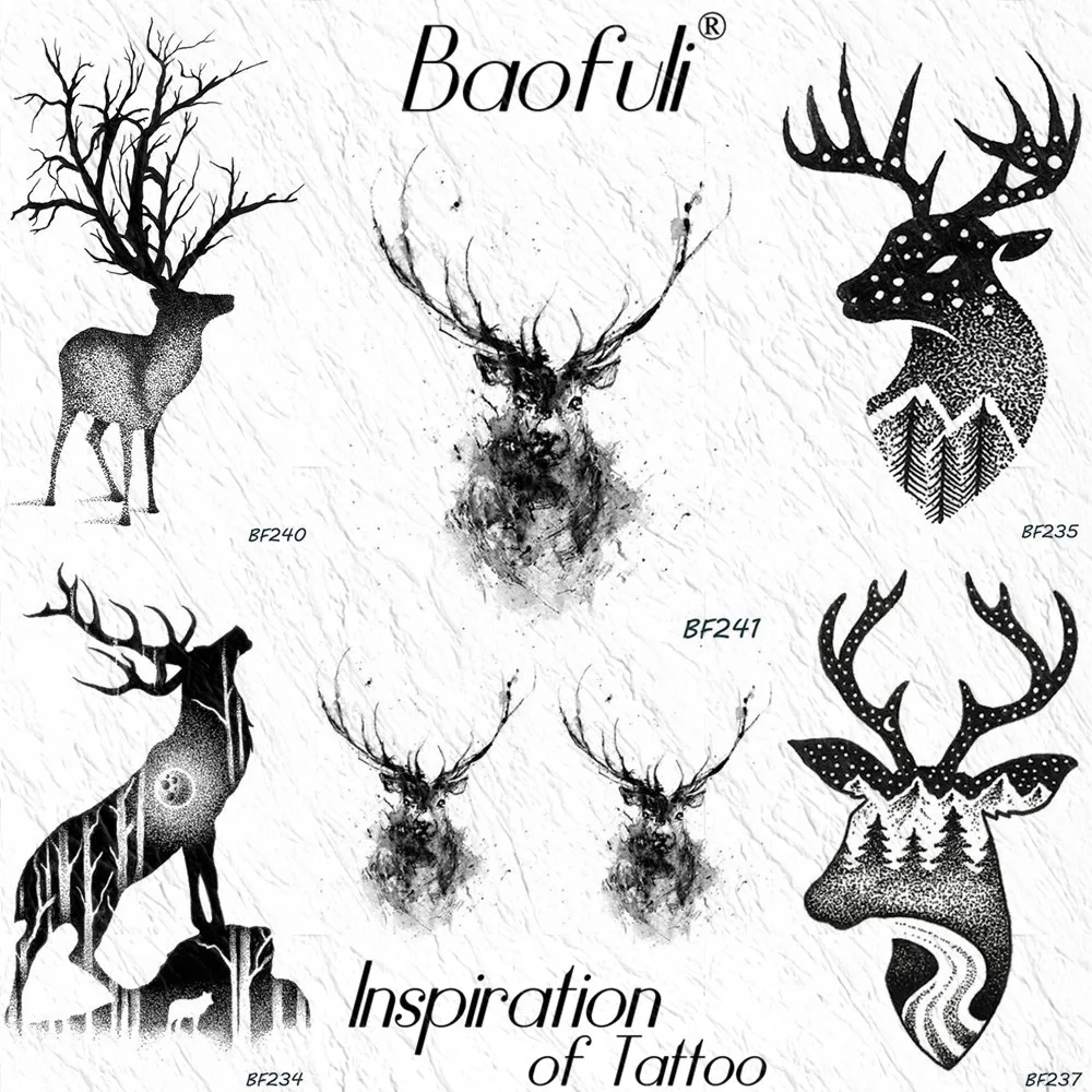 BAOFULI Galaxy Elk Moose Temporary Men Women Tattoo Sticker Black 3D Body Art Fake Tattoo Forest Waterproof Arm Neck Tatoo Paper
BAOFULI Galaxy Elk Moose Temporary Men Women Tattoo Sticker Black 3D Body Art Fake Tattoo Forest Waterproof Arm Neck Tatoo Paper