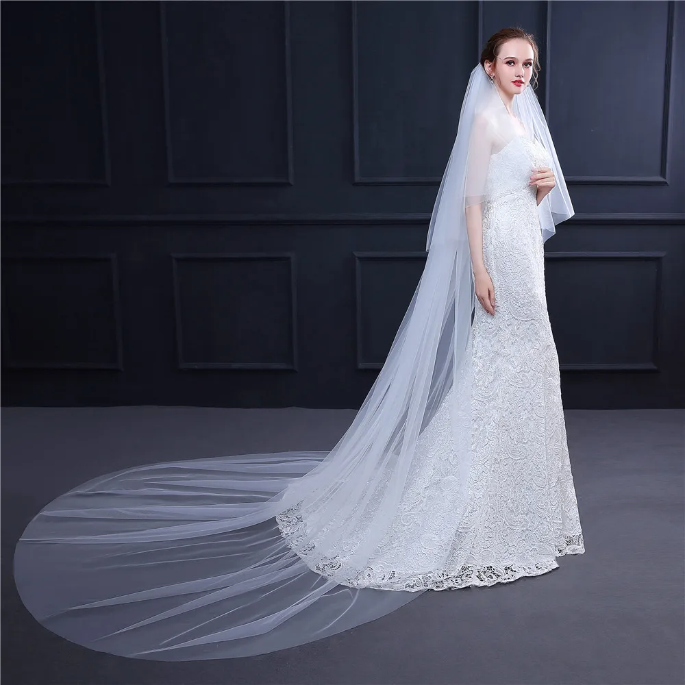 Simple White Ivory Wedding Veil with blusher 3m Long luxury Cathedral Bridal Veil Appliques Wedding Accessories Veu De Noiva
Simple White Ivory Wedding Veil with blusher 3m Long luxury Cathedral Bridal Veil Appliques Wedding Accessories Veu De Noiva
