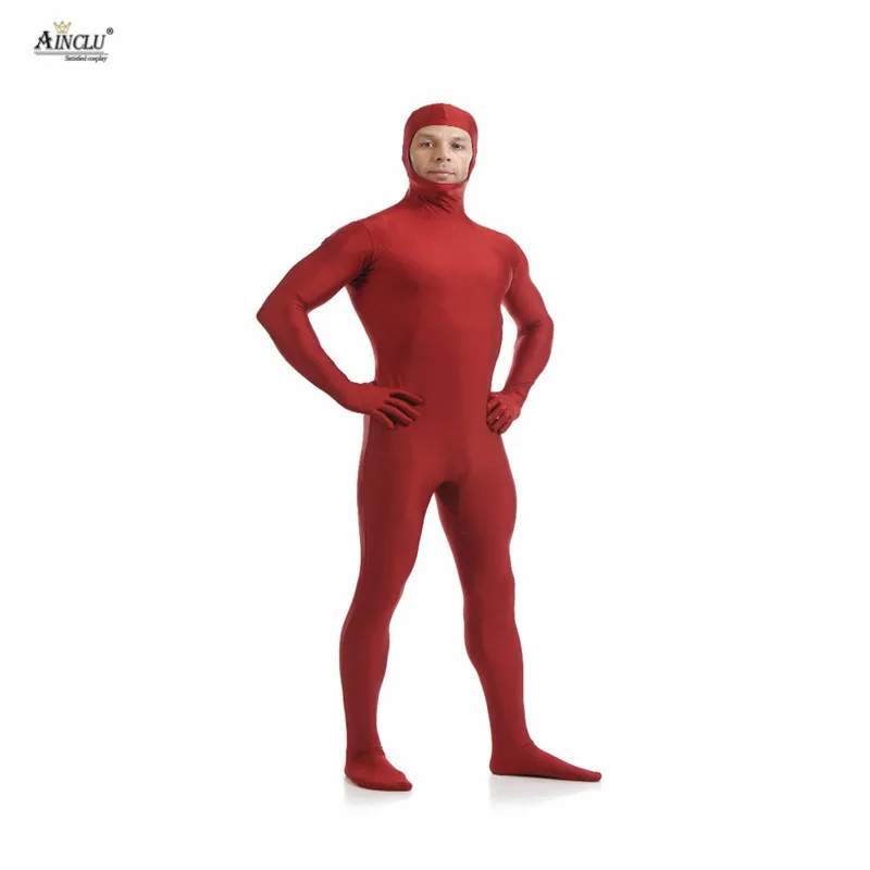 Ainclu мужские спандекс нейлон Zentai красное тело вторая кожа плотно все включено