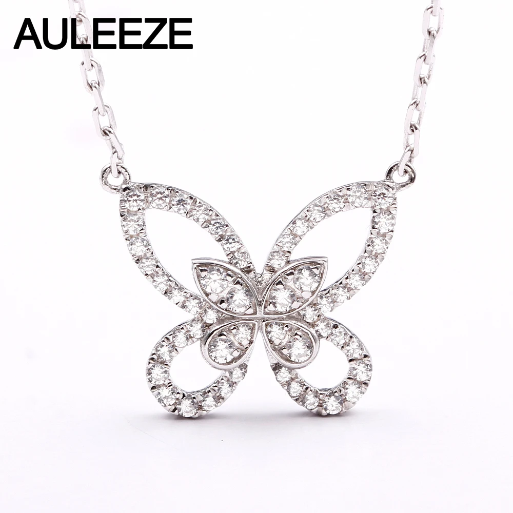 AULEEZE Genuine Solid 18K White Gold Diamond Pendants For Women 0.32CTTW Natural Diamond Necklace Butterfly Fine Jewelry Gifts
AULEEZE Genuine Solid 18K White Gold Diamond Pendants For Women 0.32CTTW Natural Diamond Necklace Butterfly Fine Jewelry Gifts