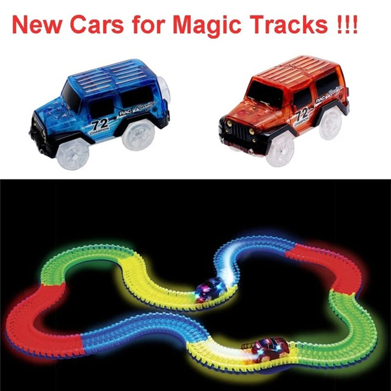 

2018 Mini Race Tracks LED Car Toys Flashing Lights Car Play In The Glow Track Flexible Racing Cars For Children's Birthday Gifts