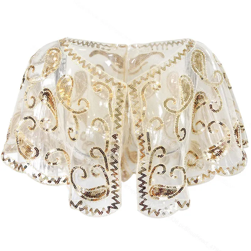 1920s Women Shawl Wraps Sequin Beaded Evening Cape Bridal Shawl Bolero Vintage Flapper Cover Up Gold Black
1920s Women Shawl Wraps Sequin Beaded Evening Cape Bridal Shawl Bolero Vintage Flapper Cover Up Gold Black
