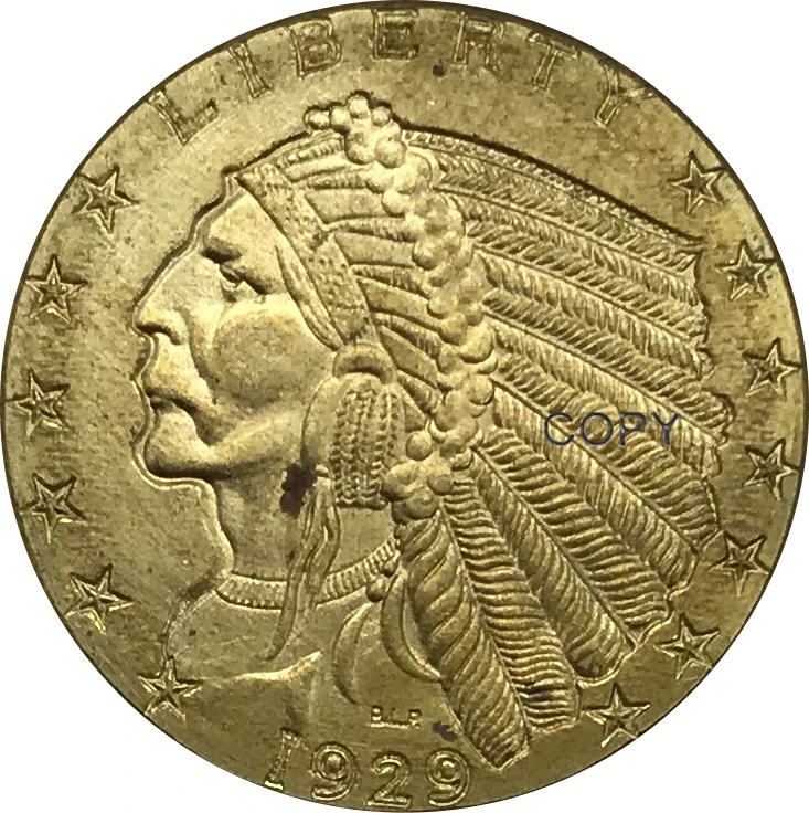 1929 United States 5 Five Dollars Indian Head Gold coin Brass Collectibles Copy Coin
1929 United States 5 Five Dollars Indian Head Gold coin Brass Collectibles Copy Coin