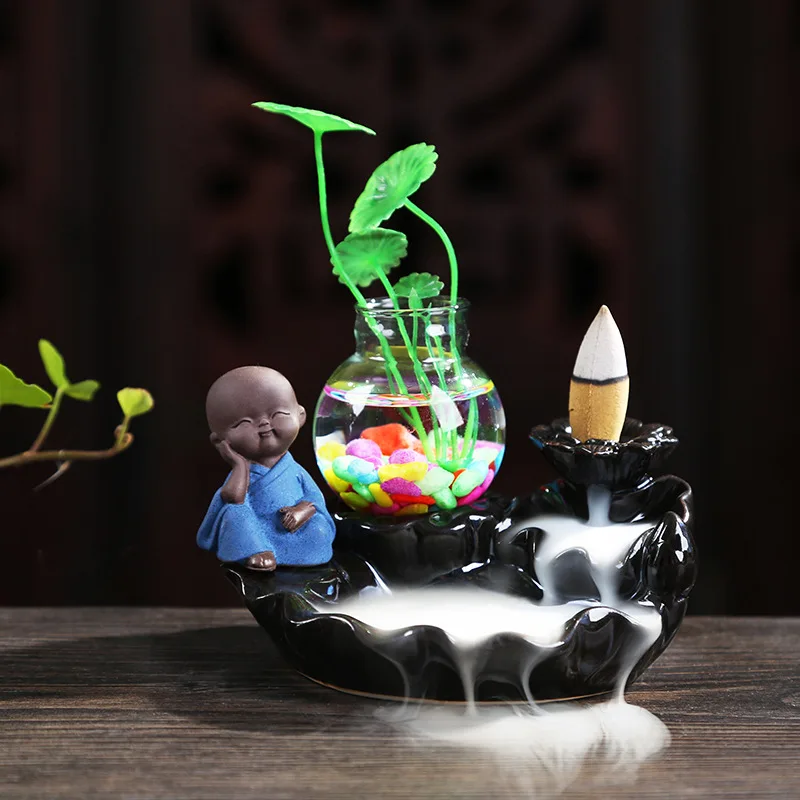 Censer Creative Home Decor Small Buddha Incense Holder Backflow Burner + 20Pc Cones | Дом и сад