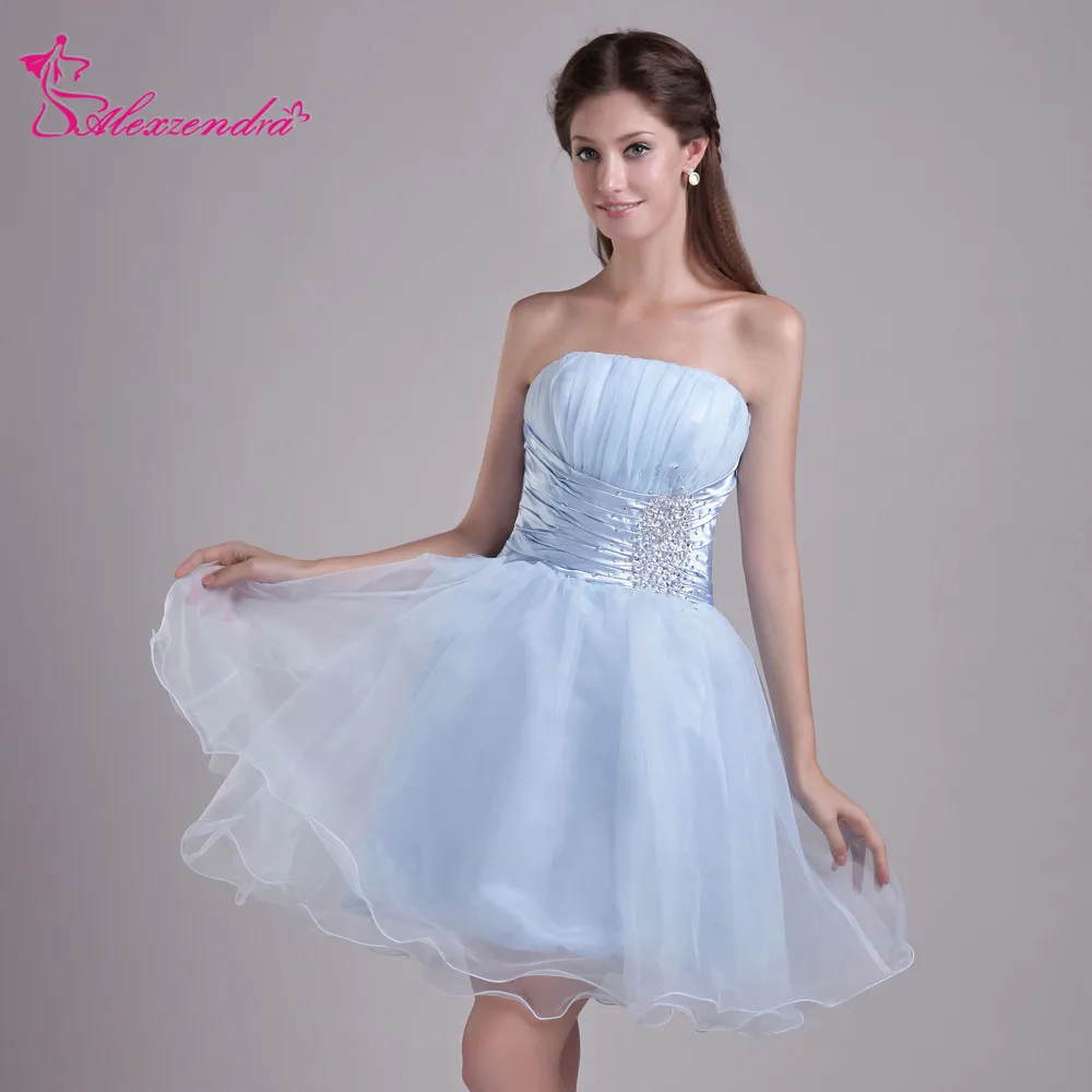 Alexzendra Strapless Beads Light Blue Organza Mini A Line Prom Dresses Simple Special Party Gowns
Alexzendra Strapless Beads Light Blue Organza Mini A Line Prom Dresses Simple Special Party Gowns