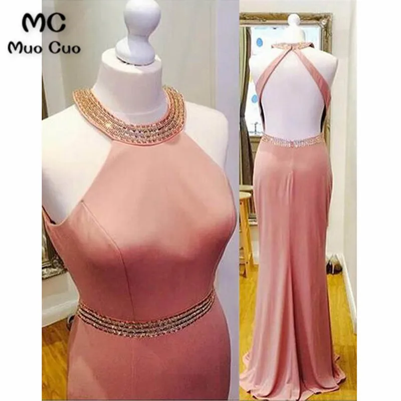 2018 Mermaid Evening Dresses Long with Beaded Crystals Backless Sleeveless Chiffon Halter Formal Evening Party Dress for Women
2018 Mermaid Evening Dresses Long with Beaded Crystals Backless Sleeveless Chiffon Halter Formal Evening Party Dress for Women