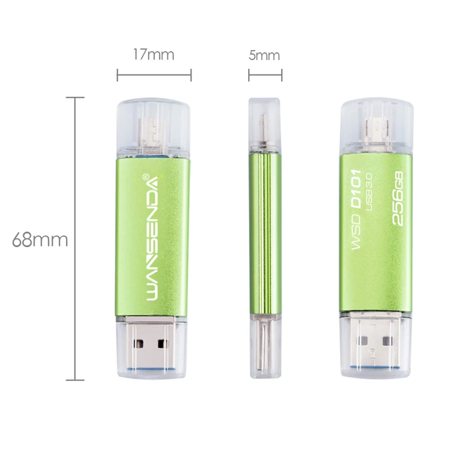 WANSENDA D101 USB 3 0 OTG Pen Drive высокоскоростной флэш-накопитель 32 Гб 64 128 ГБ 256 Pendrive 2 в 1 Micro