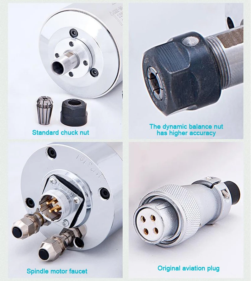Water Cooled Spindle Motor 1500W For Engraving Machine With 4 Bearings ER11 ER16
Water Cooled Spindle Motor 1500W For Engraving Machine With 4 Bearings ER11 ER16