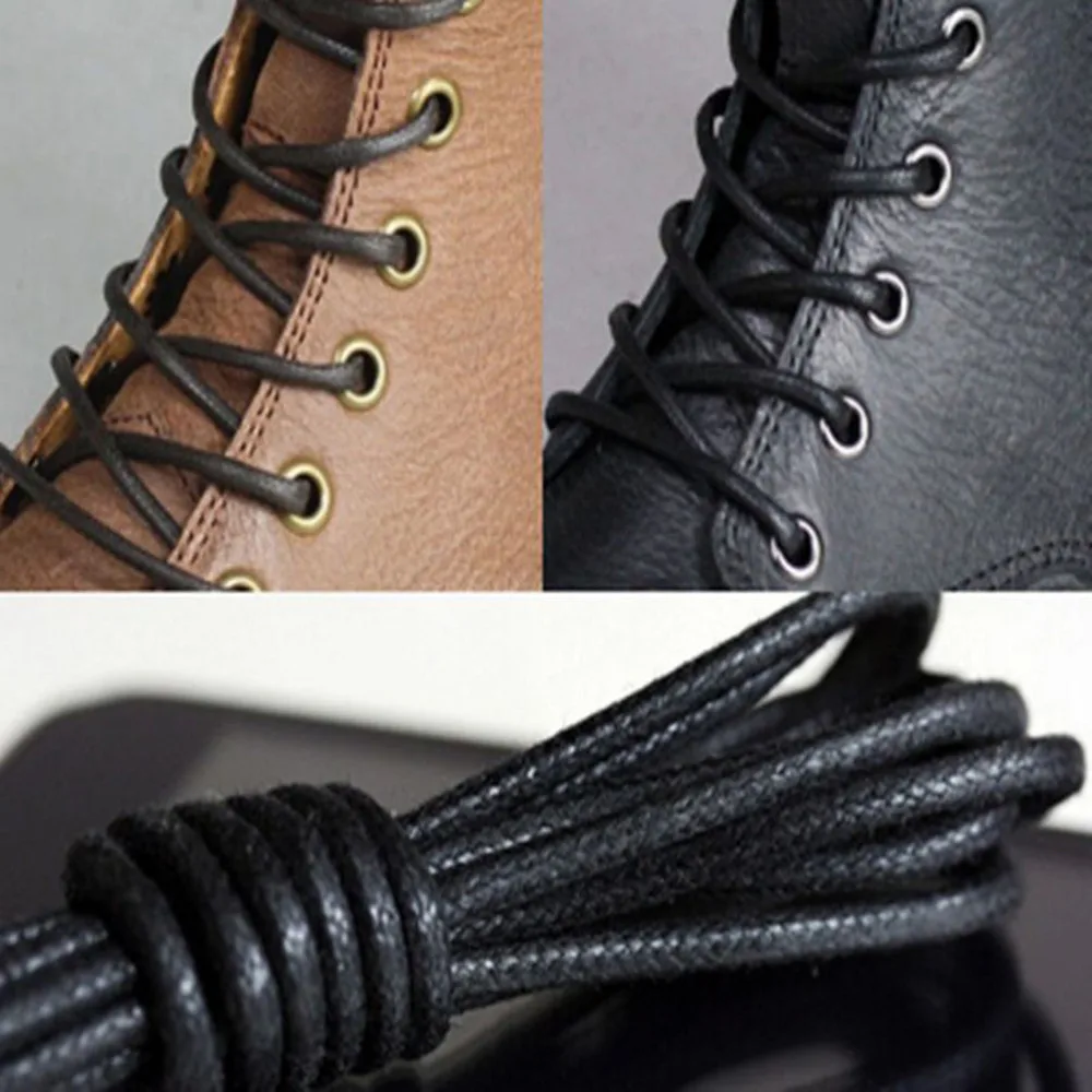 1 пара Вощеные хлопковые круглые шнурки для ботинок кожаные водонепроницаемые