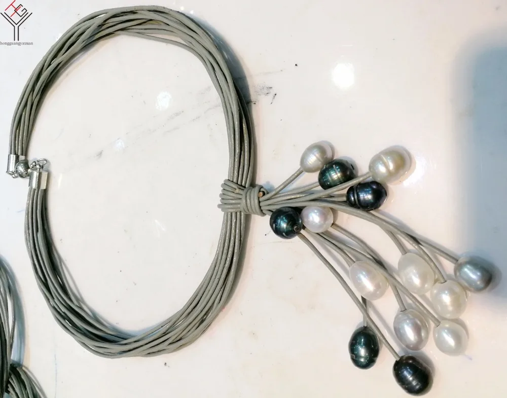 Women Jewelry 10mm white gray black pearl Pendant necklace natural freshwater pearl Multi-layer Leather rope handmade 18''
Women Jewelry 10mm white gray black pearl Pendant necklace natural freshwater pearl Multi-layer Leather rope handmade 18''