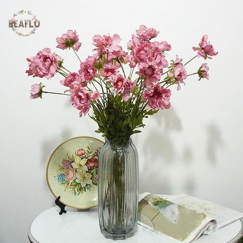 

5 шт./лот, искусственные цветы в европейском стиле «сделай сам», 3 головки, растение с хризантемой, свадебная Цветочная композиция, украшение ...