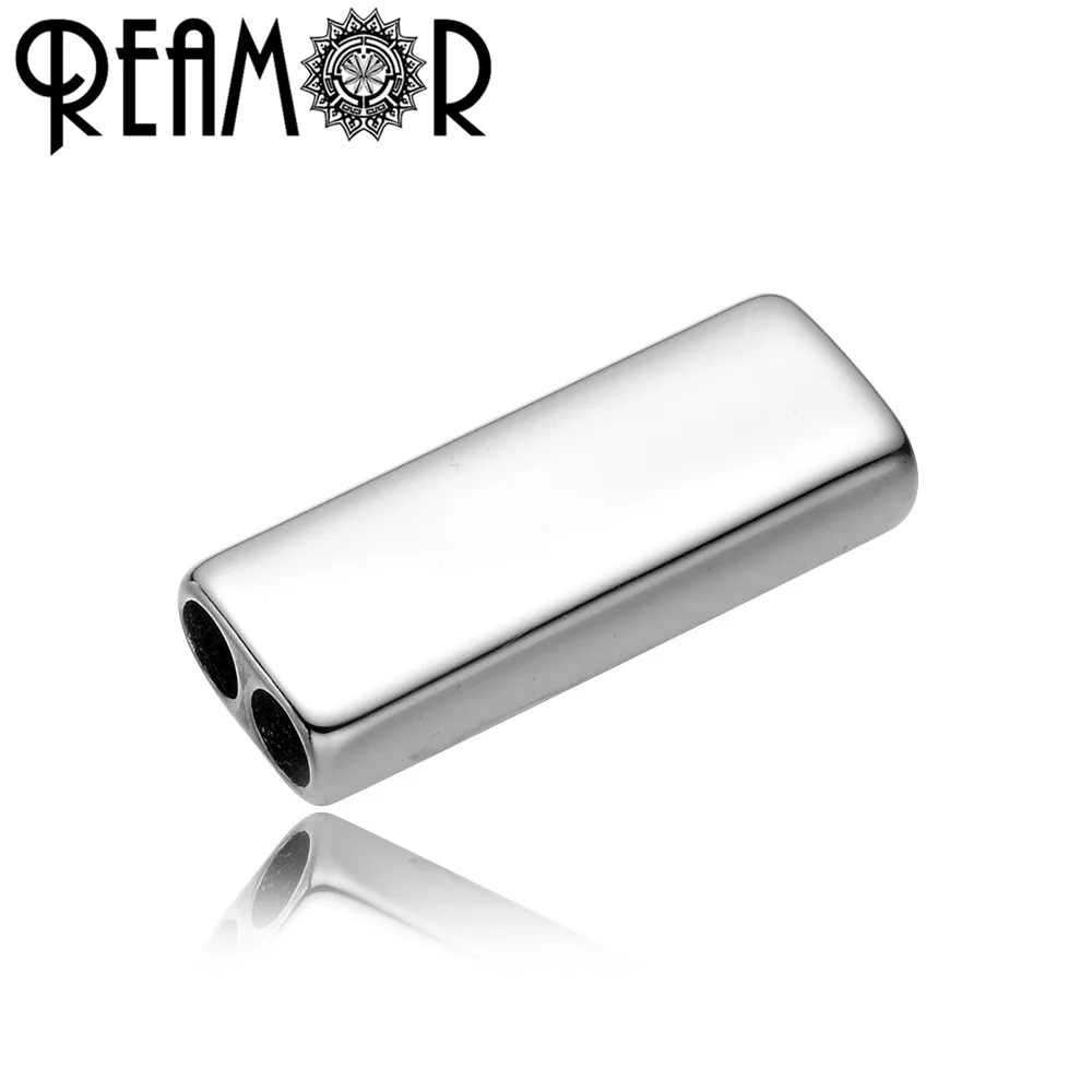 

REAMOR High Polished 316l Stainless Steel 4mm Double Hole Blank Beads For DIY Bracelets&Bangles Jewelry Making Engrave Logo Bead