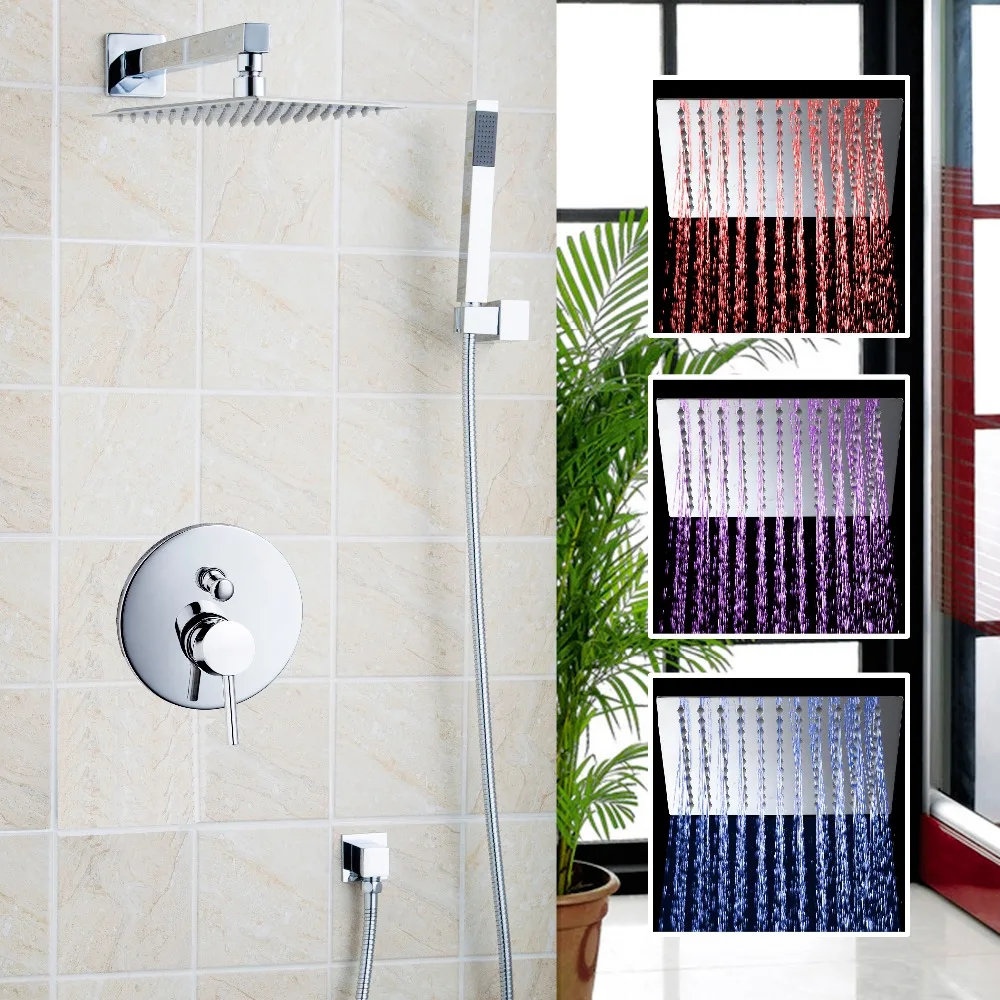 LED Brass Square Shower Head Wall Mount Bathroom Rainfall Shower Set Faucet Single Handle Polished Chrome
LED Brass Square Shower Head Wall Mount Bathroom Rainfall Shower Set Faucet Single Handle Polished Chrome