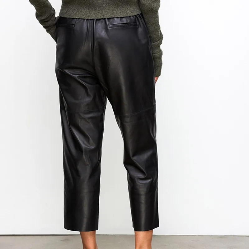 Brand New Women Black Casual Elastic Waist Wide Leg Harem Pants Luxury Genuine Leather Boyfriend Loose Fit Trousers Female Pants
Brand New Women Black Casual Elastic Waist Wide Leg Harem Pants Luxury Genuine Leather Boyfriend Loose Fit Trousers Female Pants