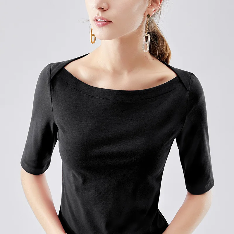 New 2022 Women Tops Tees Sleeve T-Shirt Female Tight Summer Simple Cotton Five-Point Sleeve Dew Clavicle One Shoulder AL29225
New 2022 Women Tops Tees Sleeve T-Shirt Female Tight Summer Simple Cotton Five-Point Sleeve Dew Clavicle One Shoulder AL29225