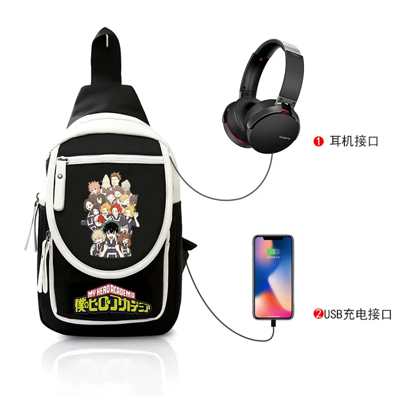 Women Handbag Anime Chest Bag My Hero Academia Cartoon Messenger Bag Teenagers USB Charging Shoulder Bags
Women Handbag Anime Chest Bag My Hero Academia Cartoon Messenger Bag Teenagers USB Charging Shoulder Bags