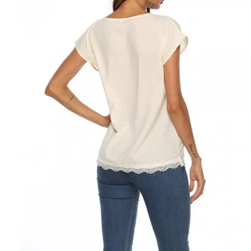 Women Lace Patchwork Loose Shirts Blouse Summer Deep V Neck Cool Tops Short Sleeve Blouse Lace Neck Hem Shirts Ol Daily Wear
Women Lace Patchwork Loose Shirts Blouse Summer Deep V Neck Cool Tops Short Sleeve Blouse Lace Neck Hem Shirts Ol Daily Wear