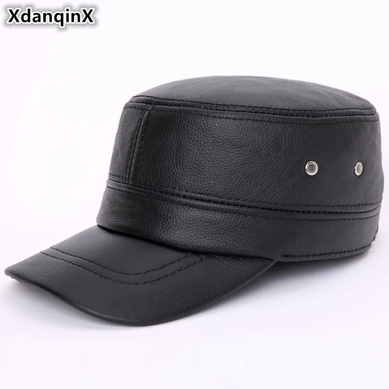XdanqinX Men's Cowhide Leather Army Military Hats With Ears Autumn Winter Genuine Leather Flat Caps For Men Middle-aged Earmuffs
XdanqinX Men's Cowhide Leather Army Military Hats With Ears Autumn Winter Genuine Leather Flat Caps For Men Middle-aged Earmuffs