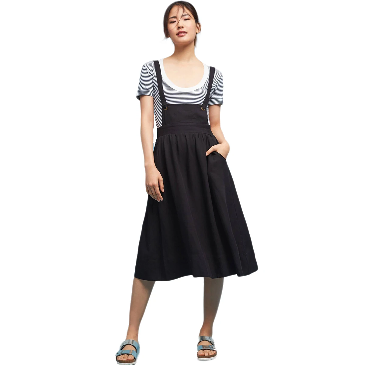 Richlulu Для женщин Сплошной Черный Элегантный дизайн платье на бретелях