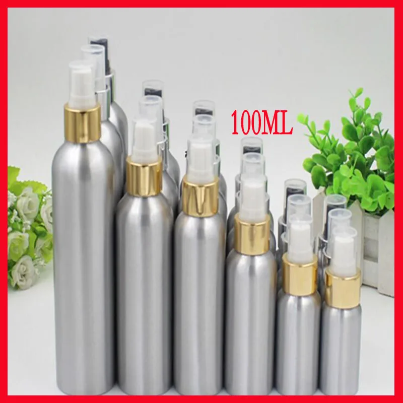 100ml Aluminium bottle pump sprayer bottle w silver/gold shoulder metal bottle Refillable bottle mist sprayer 100pcs/lot
100ml Aluminium bottle pump sprayer bottle w silver/gold shoulder metal bottle Refillable bottle mist sprayer 100pcs/lot