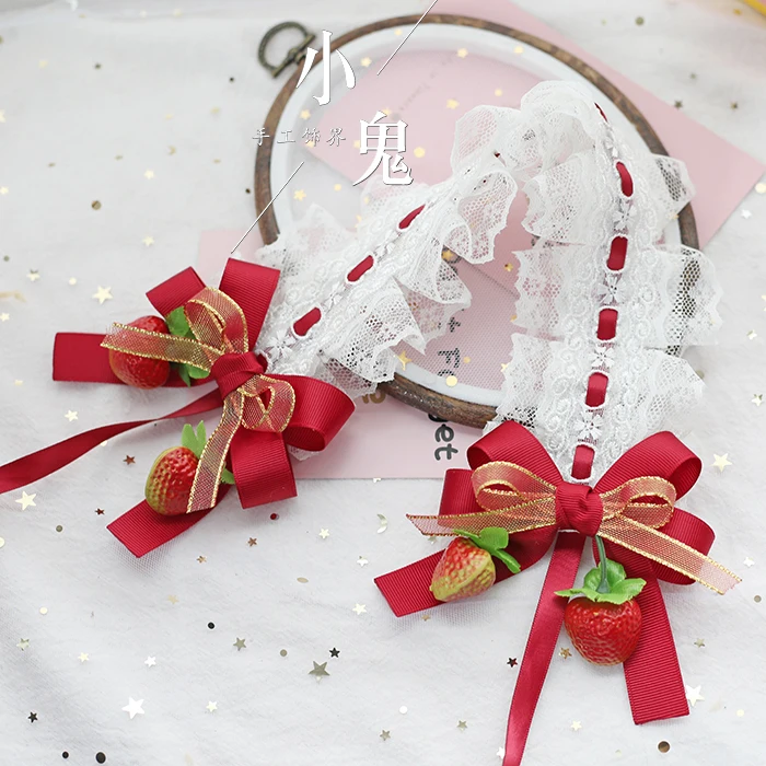 Japanese Lolita Bow Lace Hair Clasp Hairpin Sweet Women Strawberry Bow Headwear Head band Hair Accessories
Japanese Lolita Bow Lace Hair Clasp Hairpin Sweet Women Strawberry Bow Headwear Head band Hair Accessories