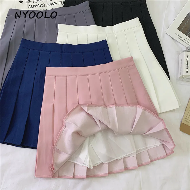 NYOOLO Preppy style high waist package hip solid skirt Summer Pleated A-line mini skirt women clothing School Girls Uniforms
NYOOLO Preppy style high waist package hip solid skirt Summer Pleated A-line mini skirt women clothing School Girls Uniforms