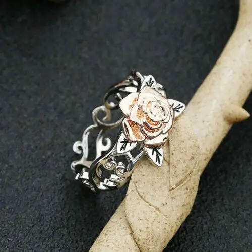 Изысканное двухцветное цветочное кольцо с розовым золотом ювелирные изделия