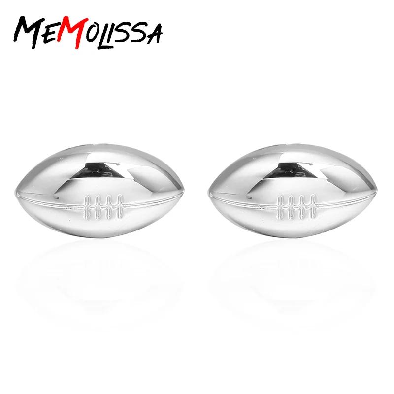 

MeMolissa 3 Pairs Brand Silvery Rugby Cufflinks High Quality for Men's Shirt Wedding Party Cuff Links Bake Lacquer Cuff Button