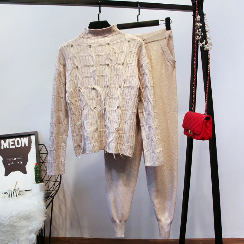 Amolapha Women Handmade Fur Beading Knitting Pullovers Sweaters+Pants Clothing Sets Soft Knitted Tracksuits
Amolapha Women Handmade Fur Beading Knitting Pullovers Sweaters+Pants Clothing Sets Soft Knitted Tracksuits