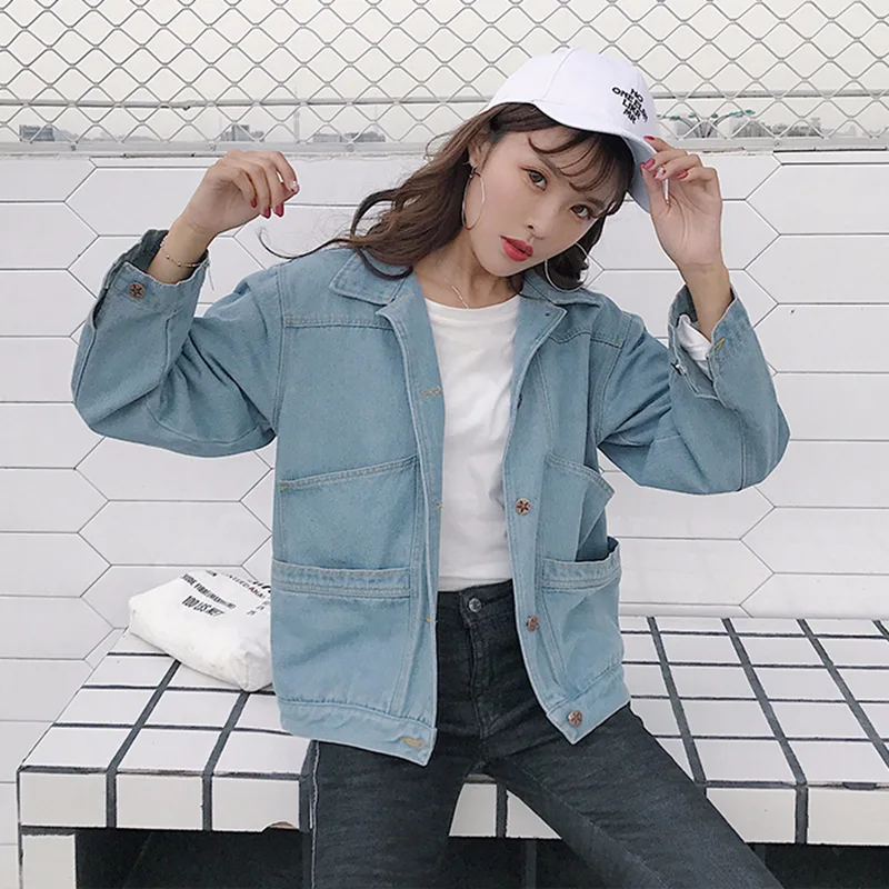 Casual Boyfriend BF Jeans Jacket Women Korean Loose Double Pockets Denim Jacket Coats Girls Long Sleeve Blue Jeans Outwear S-XL
Casual Boyfriend BF Jeans Jacket Women Korean Loose Double Pockets Denim Jacket Coats Girls Long Sleeve Blue Jeans Outwear S-XL