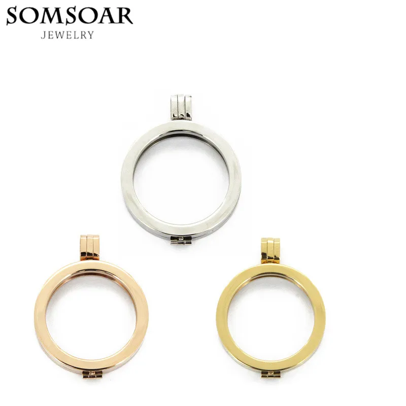 

Somsoar Hot Sale 316L Stainless Steel Plain Coin Holder Frame Pendant with Gold e-coating Plated for My Coin Jewelry 10pcs/lot