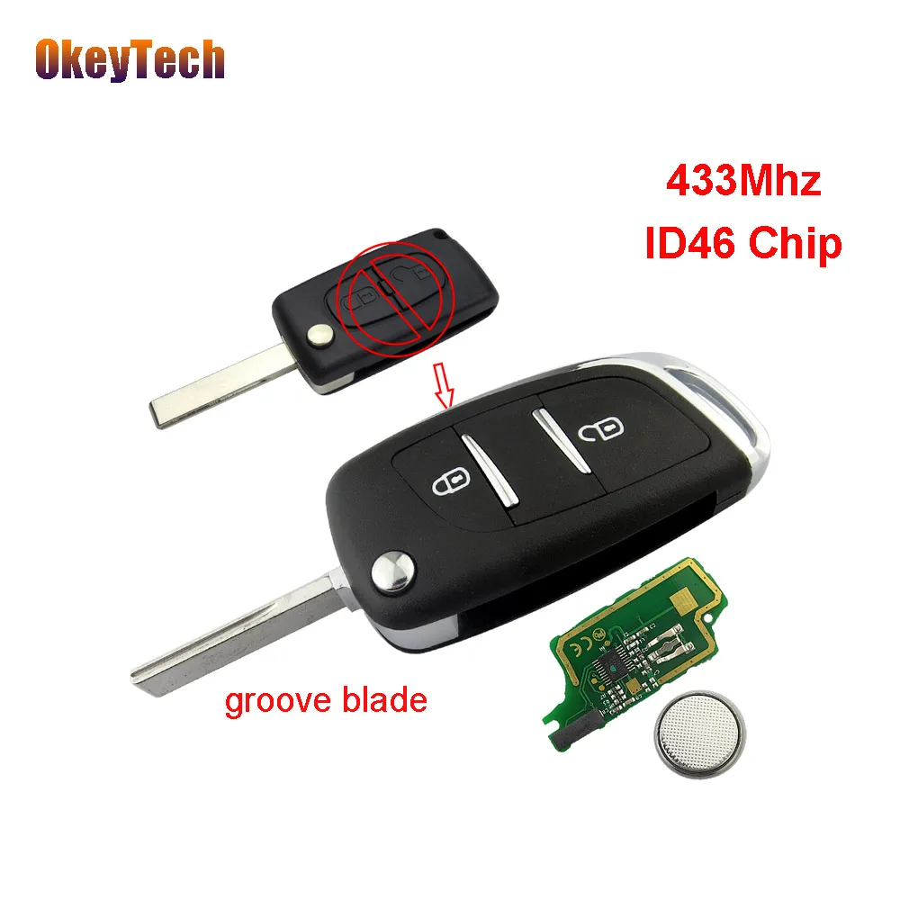OkeyTech for Peugeot Remote Control Car Key 433Mhz ID46 Chip 2 Button Flip Folding Modified For Citroen for Peugeot 407 Blade
OkeyTech for Peugeot Remote Control Car Key 433Mhz ID46 Chip 2 Button Flip Folding Modified For Citroen for Peugeot 407 Blade