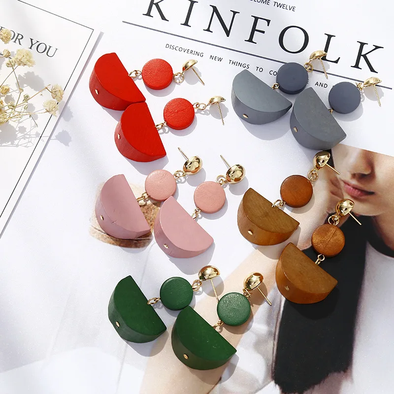 2019 Fashion Jewelry Wood Dangle Earrings 5 Colors Korean Geometric Half Round Drop Earrings For Women Girl Party Gift
2019 Fashion Jewelry Wood Dangle Earrings 5 Colors Korean Geometric Half Round Drop Earrings For Women Girl Party Gift