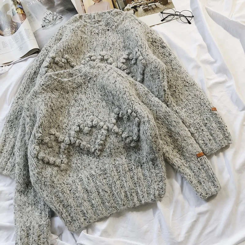 2019 Real Wool Casual O-neck Spring New Women's Sweater Hand-woven Alpaca Round Neck Three-dimensional Pattern Handmade Women
2019 Real Wool Casual O-neck Spring New Women's Sweater Hand-woven Alpaca Round Neck Three-dimensional Pattern Handmade Women