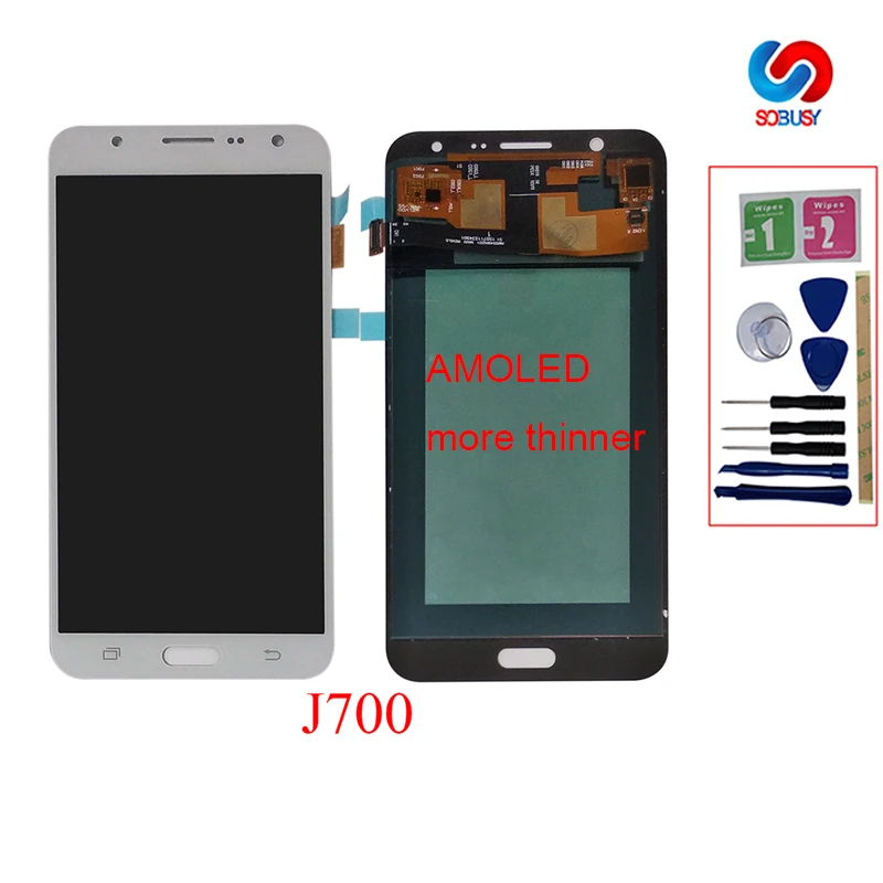 Супер оригинальный AMOLED LCD для SAMSUNG Galaxy J7 2015 дисплей J700 J700F J700M J700H сенсорный