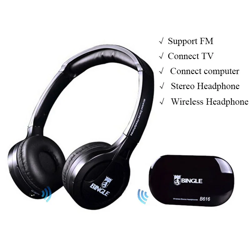 Bingle B616 Wireless headphone receiver support FM radio Multimedia devices Stereo Headset Headphones for TV computer Phone mp3
Bingle B616 Wireless headphone receiver support FM radio Multimedia devices Stereo Headset Headphones for TV computer Phone mp3