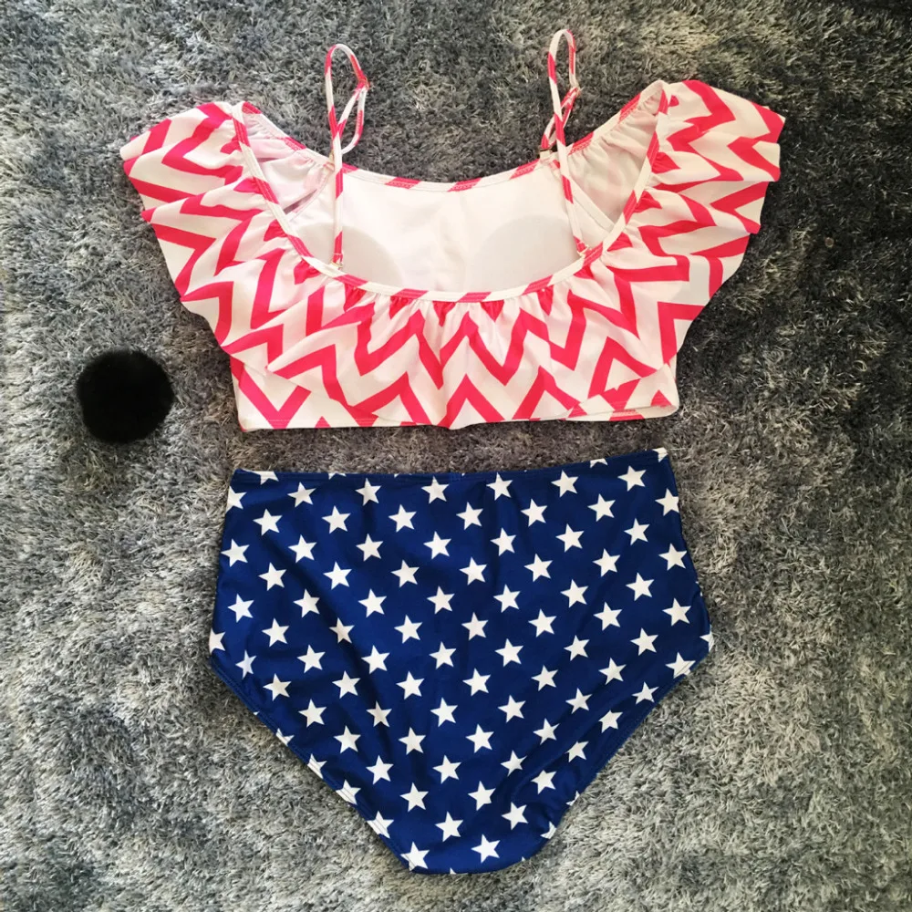 Women's Plus Size Swimwear Sexy Ruffled Sling American National Flag Print Bikini Two-Pieces Swimsuit Bathing Suits biquini N50
Women's Plus Size Swimwear Sexy Ruffled Sling American National Flag Print Bikini Two-Pieces Swimsuit Bathing Suits biquini N50