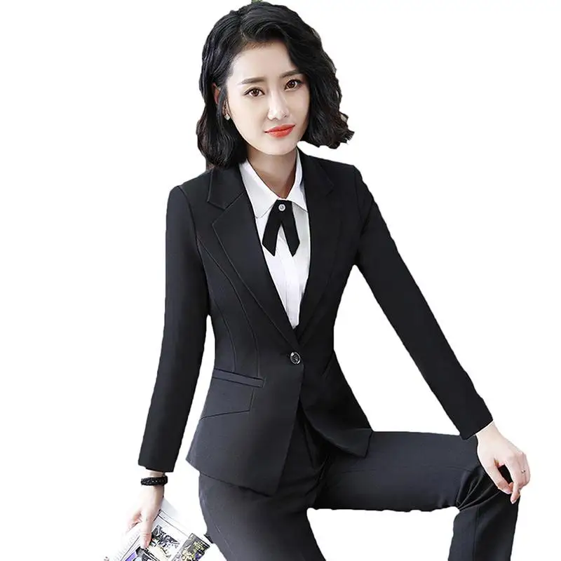 Blazer Suit Set For Women Solid Color Long Sleeve Pant Suit Office Lady Elegant Slim Thin Two Pieces Sets Female Formal Suit W58
Blazer Suit Set For Women Solid Color Long Sleeve Pant Suit Office Lady Elegant Slim Thin Two Pieces Sets Female Formal Suit W58