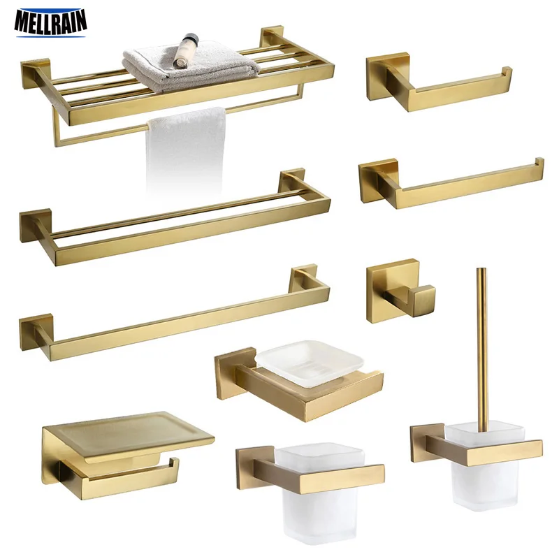 Gold Brushed Bathroom Accessories Hardware Set Towel Bar Rail Toilet Paper Holder Towel Rack Hook Soap Dish Toilet Brush
Gold Brushed Bathroom Accessories Hardware Set Towel Bar Rail Toilet Paper Holder Towel Rack Hook Soap Dish Toilet Brush