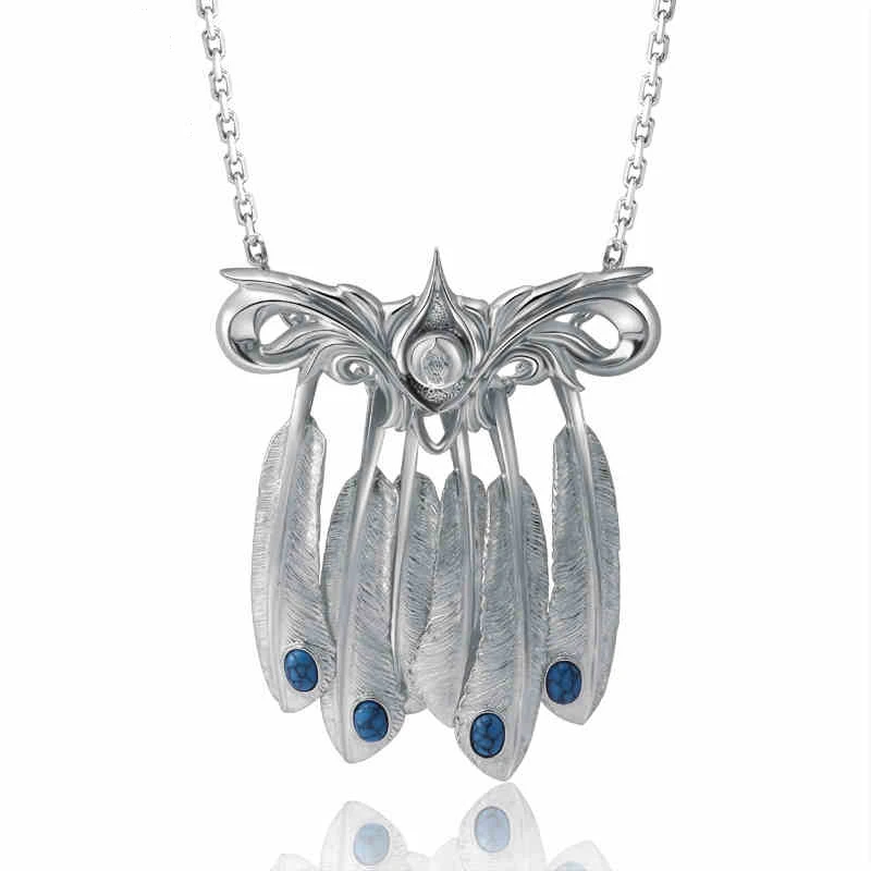 Women Men Necklace 100% Real 925 Sterling Silver Bohemia Eagle Feather Stone Turquoise Necklace Pendant gift jewelry 2020 FN1
Women Men Necklace 100% Real 925 Sterling Silver Bohemia Eagle Feather Stone Turquoise Necklace Pendant gift jewelry 2020 FN1
