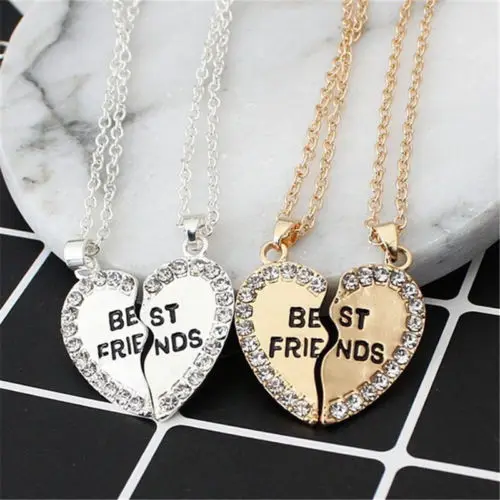 Новинка 2019 1 пара подарочное ожерелье для лучшего друга в форме сердца золото