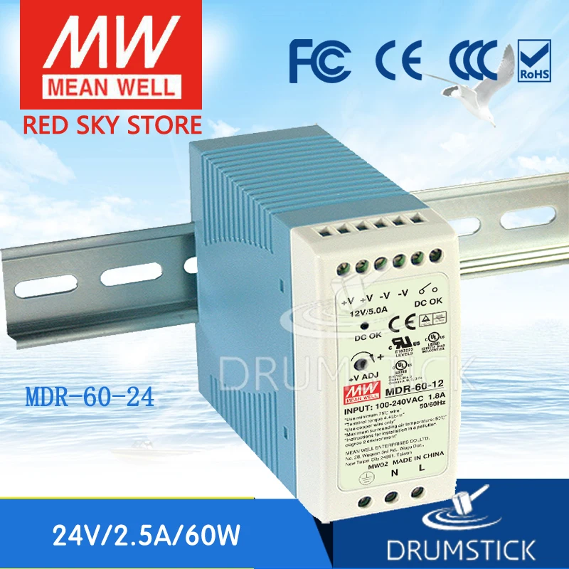 Steady MEAN WELL MDR-60-24 24V 2.5A meanwell MDR-60 60W Single Output Industrial DIN Rail Power Supply
Steady MEAN WELL MDR-60-24 24V 2.5A meanwell MDR-60 60W Single Output Industrial DIN Rail Power Supply