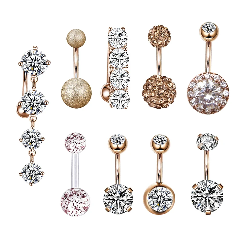 9pcs/lot Navel & Belly Button Rings Navel Bar Piercings Zircon CZ Gem Piercing Ombligo Stainless Steel Crystal Navel Piercings
9pcs/lot Navel & Belly Button Rings Navel Bar Piercings Zircon CZ Gem Piercing Ombligo Stainless Steel Crystal Navel Piercings
