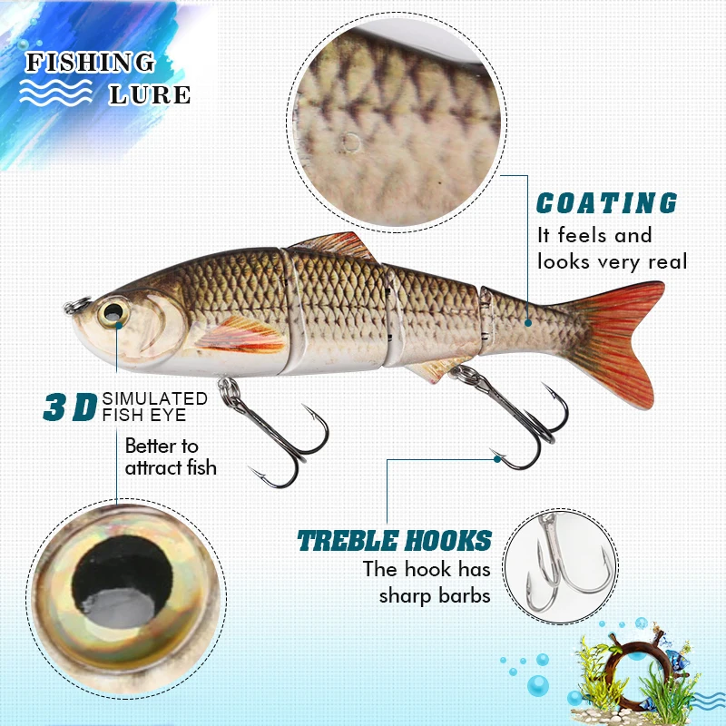 DONQL приманка для рыбалки 4 сегментные реалистичные рыболовные жесткие приманки 15